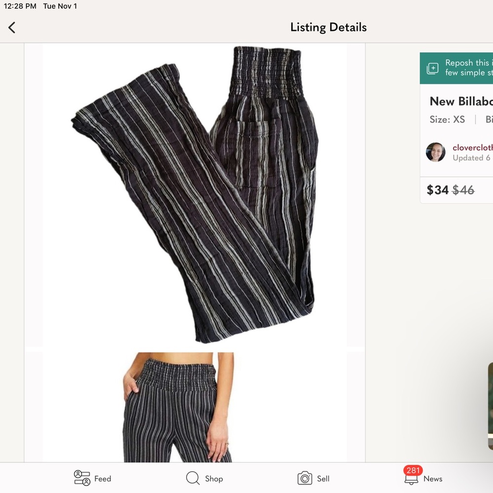 New Billabong Black New Waves 2 Beach Pants XS